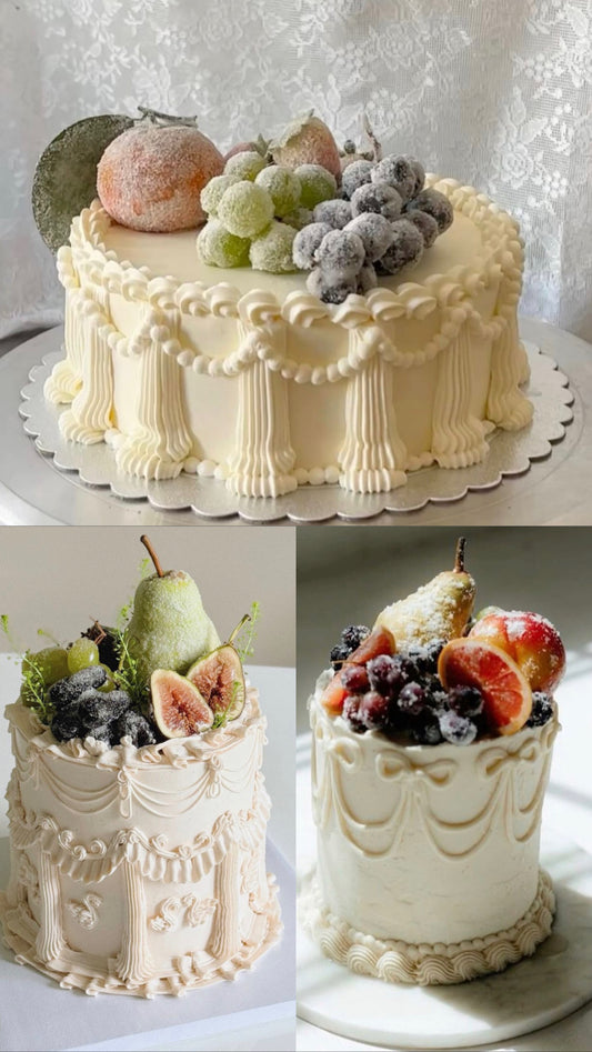 June 12 | VINTAGE SUGARED FRUIT CAKE: 4"2 layer decorating workshop 6:00pm-8:30pm
