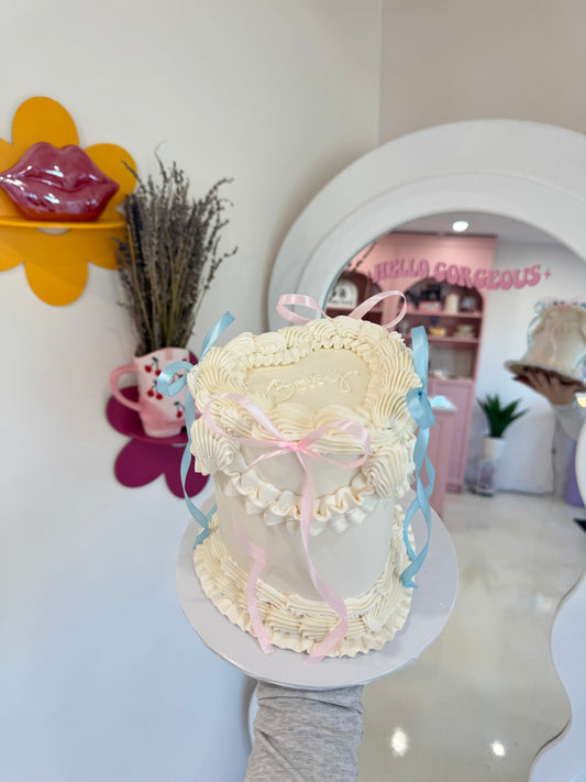 Gender Reveal Bow Cake